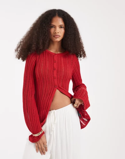 Женский вязаный кардиган ASOS Design, красный