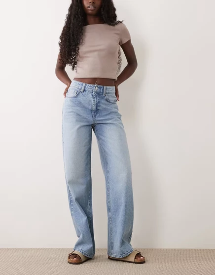 Женские джинсы ASOS Design, широкие, светло-голубые