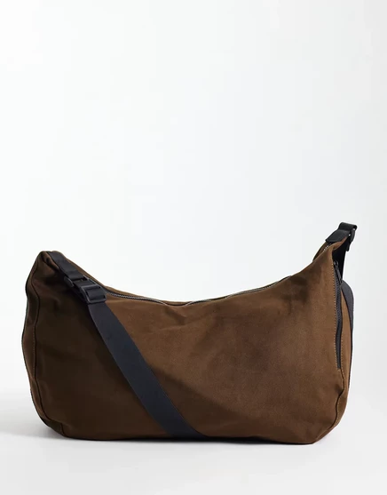 Мужская сумка через плечо ASOS Design канвас, коричневая