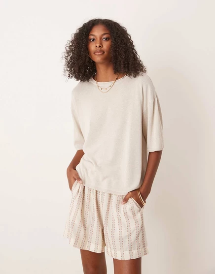 ДИЗАЙНЕРСКАЯ футболка ASOS из льняной смеси свободного кроя в стиле stone stone