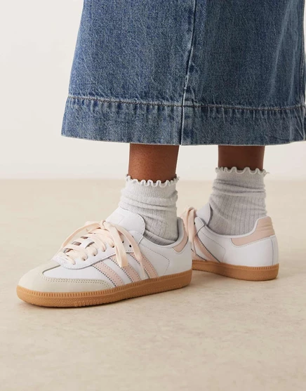Женские кроссовки adidas Originals Samba OG, белые со светло-розовым