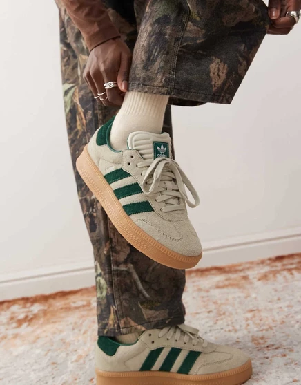 кроссовки adidas Originals Samba XLG кремового и зеленого цветов beige