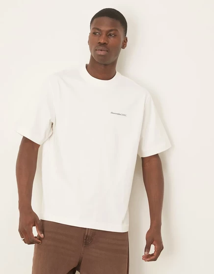 Мужская футболка Abercrombie & Fitch Premium Logo, белая