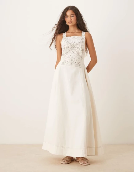 Макси-платье Free People Bali Vienna цвета чистой слоновой кости clean ivory