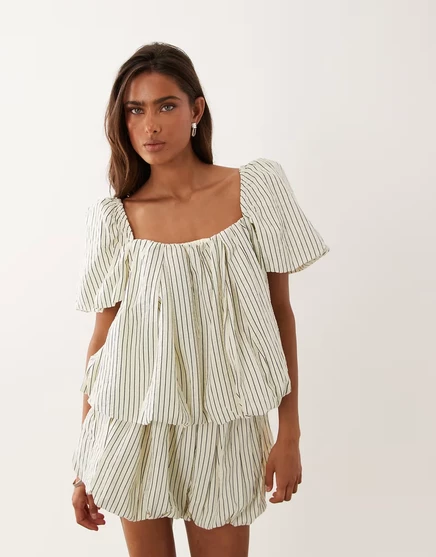 ДИЗАЙНЕРСКИЙ пуховик ASOS в кремовую полоску cream stripe