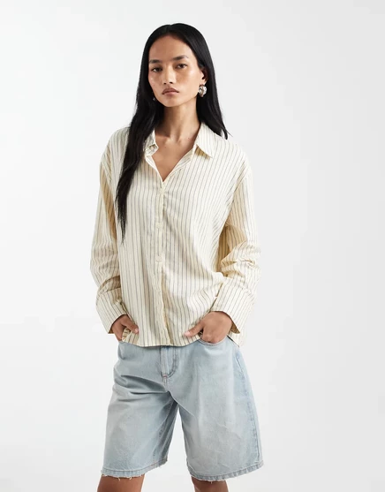 Женская рубашка Cotton On Haven оверсайз, в желтую полоску
