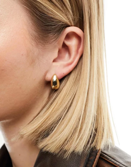 Золотые объемные обручи-капли Reclaimed Vintage gold