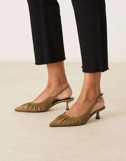 Туфли-лодочки ASOS DESIGN Serenity с рюшами на высоком каблуке зеленого цвета хаки khaki