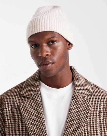 Шапочка из премиальной полушерстяной ткани Jack &Jones бежевого цвета beige