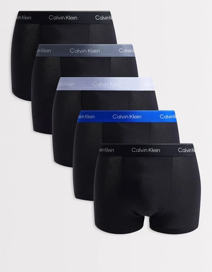 Мужские трусы-боксеры Calvin Klein 5 шт., черные, с цветными поясами
