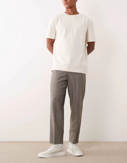 Непринужденные зауженные брюки ASOS DESIGN светло-серого цвета в елочку light gray