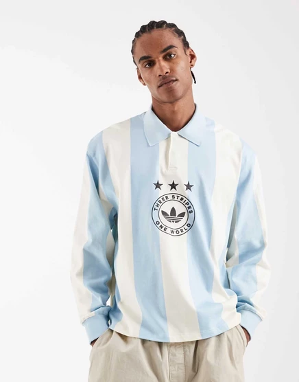 Женская хоккейная джерси adidas Originals, белая в сине‑кремовую полоску
