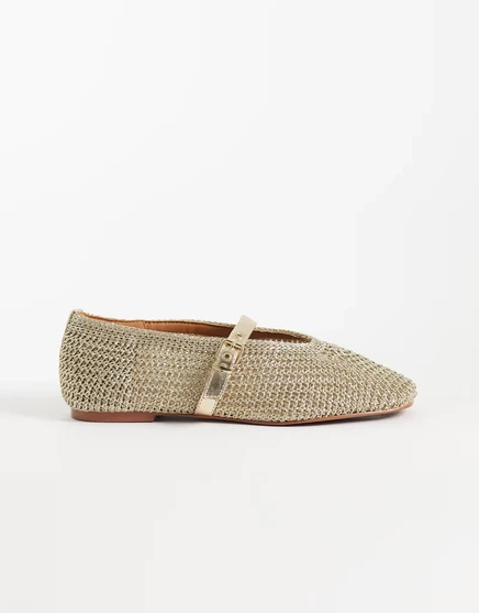 Женские балетки River Island Mary Jane вязаные, золотистые