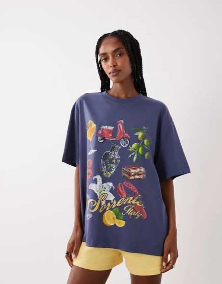 Женская футболка ASOS Design с принтом Sorrento, синяя