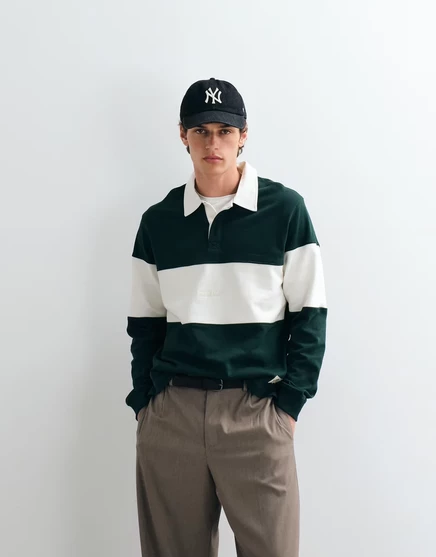Регбийный топ с цветными блоками Jack &amp Jones в зелено-белом цвете pine grove