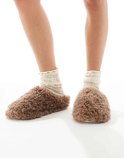 Шлепанцы borg mule  brown