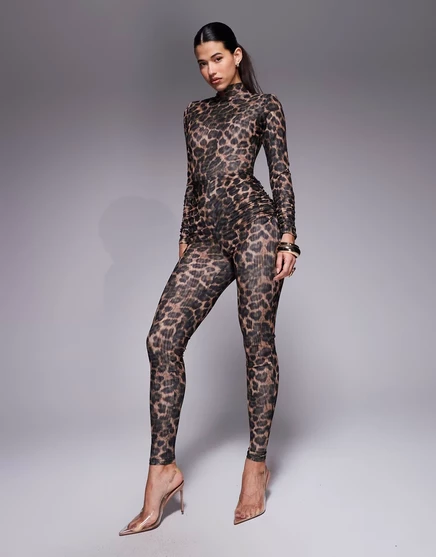 Женский комбинезон ruched & ready сетчатый, леопардовый