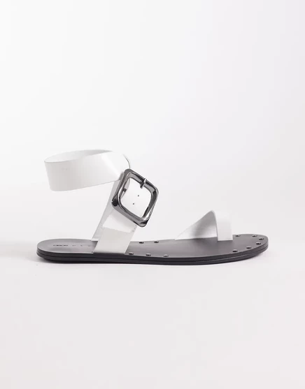 Босоножки на плоской подошве ASOS DESIGN со свободным носком и перекрестными ремешками белого цвета white