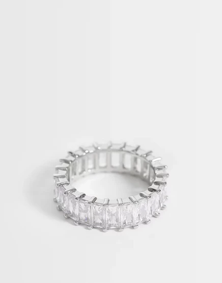 Мужское кольцо ASOS Design с фианитами, серебристое
