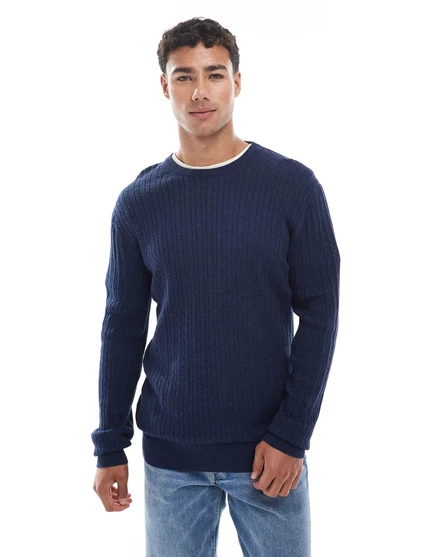 Темно-синий свитер Jack &Jones cable navy blazer