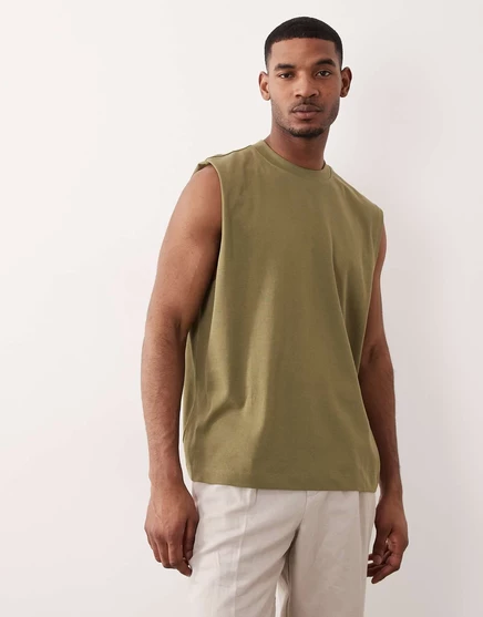 ДИЗАЙН ASOS - тяжелая негабаритная майка цвета мартини оливкового цвета цвета хаки