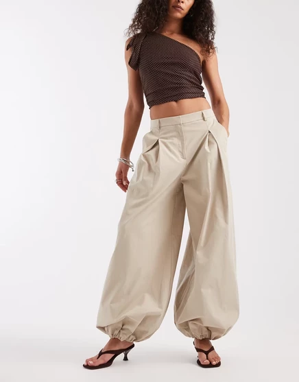 Брюки-баллоны ASOS DESIGN с пузырчатым подолом, сшитые на заказ из камня stone