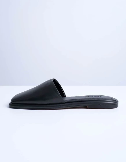 Черные кожаные шлепанцы Topshop Almina с квадратным носком black