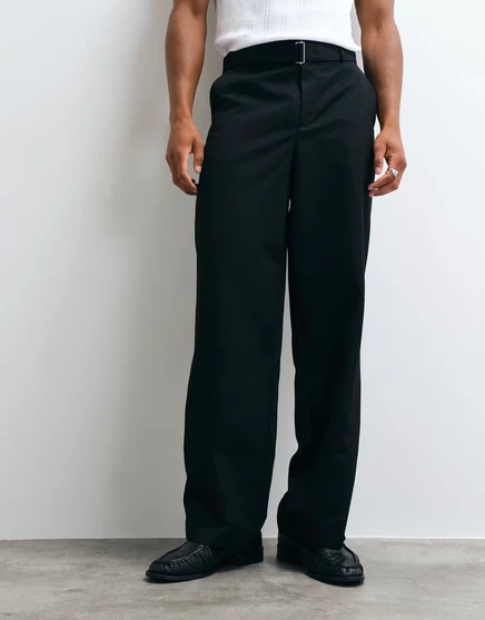 Мужские широкие брюки ASOS Design с поясом, черные