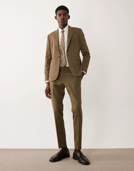 Мужские костюмные брюки ASOS Design узкие, из хлопка, хаки