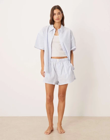 Шорты из поплина с логотипом Calvin Klein в синюю полоску sera stripe blue des