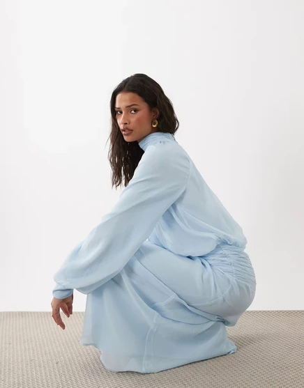 Женское макси-платье ASOS Design с завязкой, светло-голубое