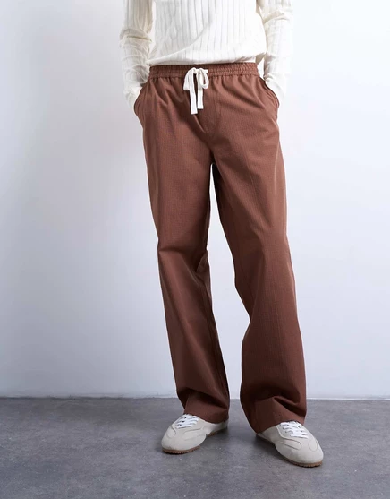Мешковатые брюки в полоску Topman коричневого цвета brown