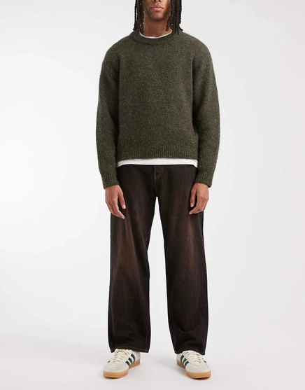 Мешковатые джинсы Jack &Jones Alex с коричневым отливом в черном цвете black denim