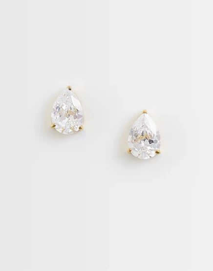Серьги-пусеты ASOS Design каплевидные со стразами, золотистые