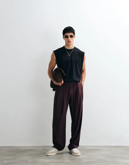 Мужские спортивные штаны ASOS Design широкие со складками, коричневые