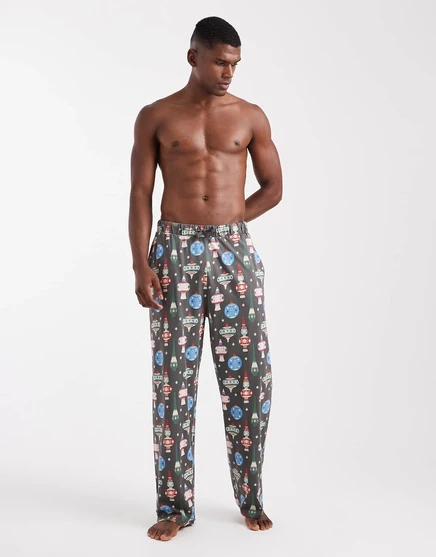 Мужские брюки ASOS Design с новогодним принтом, черные