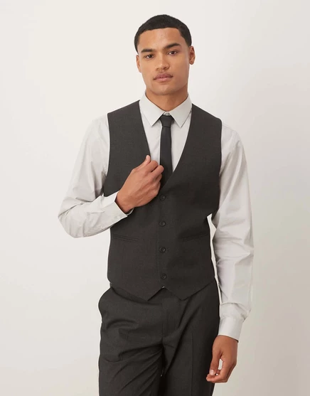 Приталенный жилет от ASOS DESIGN для костюма серого цвета gray