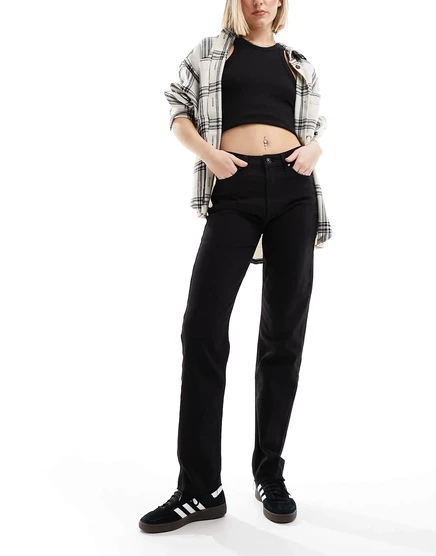 Черные прямые джинсы до щиколотки с завышенной талией Only Emily  black denim