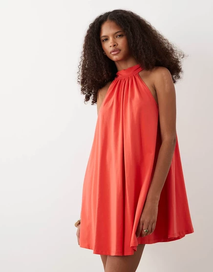 ДИЗАЙНЕРСКОЕ мини-платье ASOS с завязкой на спине красного цвета red
