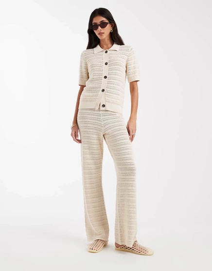 Женские вязаные брюки Vero Moda широкие, березовые