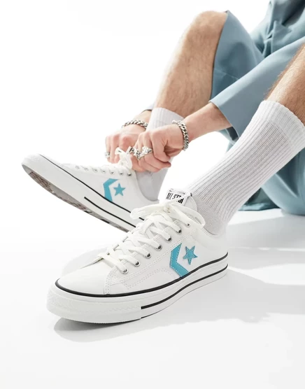 Кеды Converse Star Player 76 с синими деталями в белом цвете white