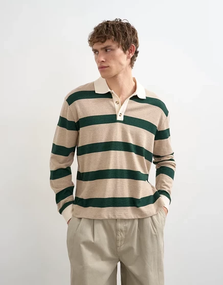 Мужская рубашка-поло topman шерстяной микс, бежево-зеленая