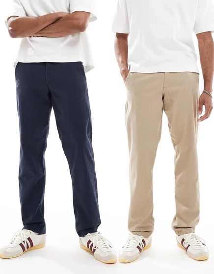 Джинсы свободного кроя Jack &Jones 2 pack kane бежевого и темно-синего цветов crockery