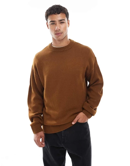 Коричневый свитер оверсайз от Jack &Jones monks robe