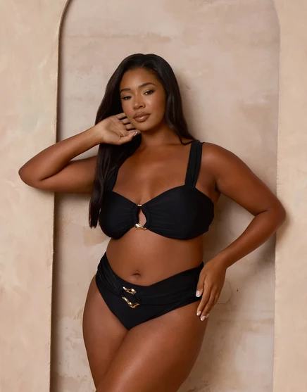 Женские плавки Moda Minx Curve x Alessa Tyrrell-Charles высокие с кольцом, черные