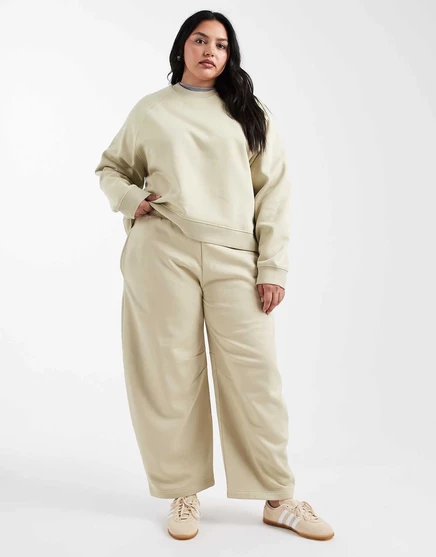 Спортивные брюки ASOS DESIGN с закругленными бочкообразными штанинами оливково-зеленого цвета olive green