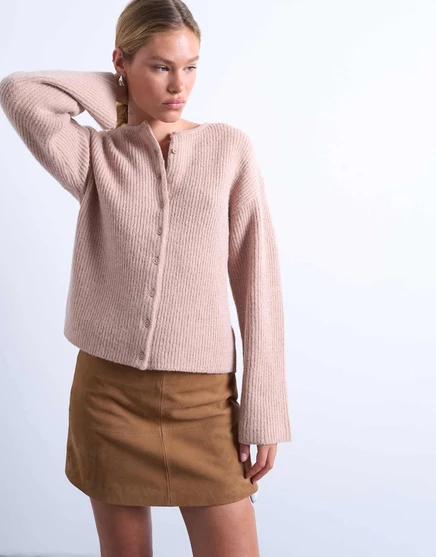 Удобный кардиган Topshop свободного кроя в рубчик oat