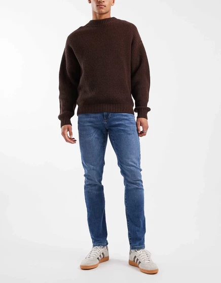 Джинсы узкого кроя Only & Sons Loom средней степени стирки medium blue denim
