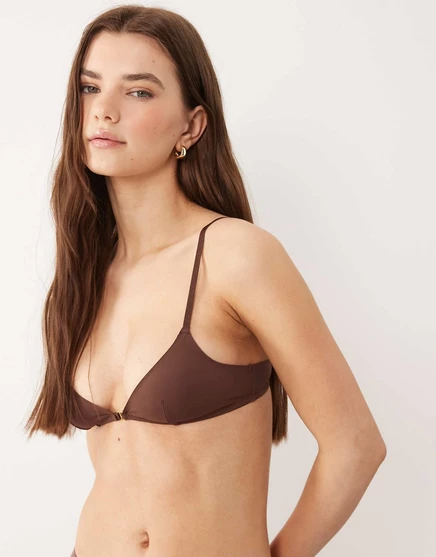 Облегающий треугольный бюстгальтер Carla от ASOS DESIGN шоколадно-коричневого цвета
