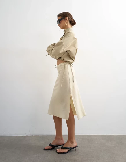 Женская юбка TopShop длины 90‑х с льняным эффектом, экрю